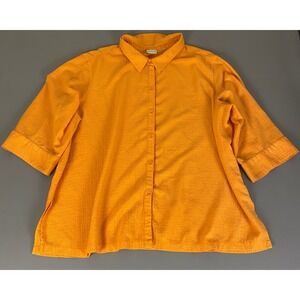 White Stag  Button Down Shirt Blouse‎ Top Plus Size 3X Orange Collared Casual